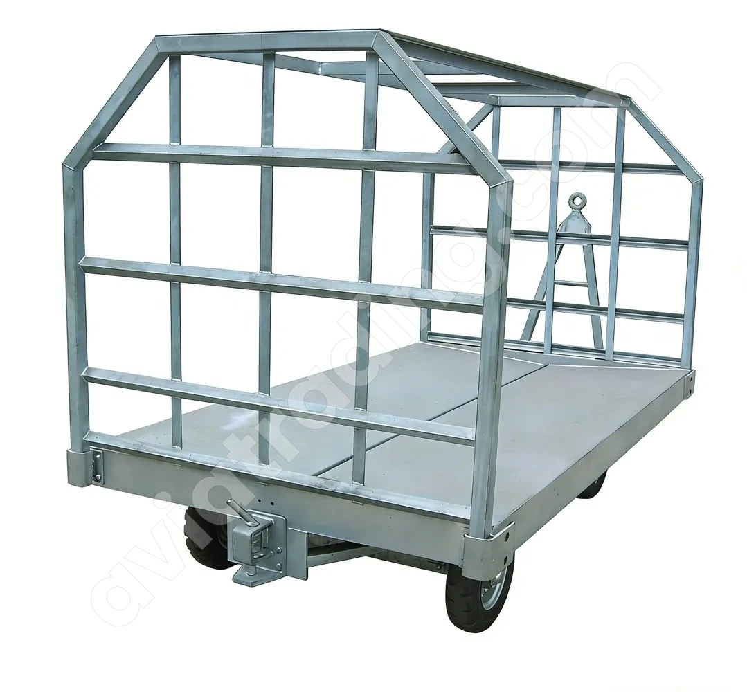 HFSH2-2-4 Two-Rail Luggage Trailer | High-Side Airport Baggage Trailer | GSE Equipment