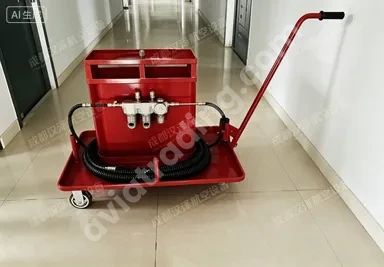 98A55308440001, Mobile aircraft fluid service cart, condition: As Removed. Portable wheeled trolley equipped with pipeline assembly, used for aircraft fluid filling, transfer and maintenance operations.